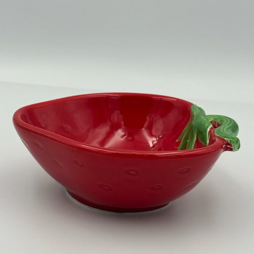 Vintage Knobler Japan Strawberry Bowl Set‎ Red Fruit Dish Cottagecore